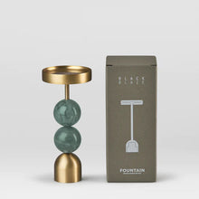 Load image into Gallery viewer, Black Blaze Beaded Fountain Brass Candle Holder - Green