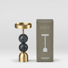 Load image into Gallery viewer, Black Blaze Beaded Fountain Brass Candle Holder - Charcoal