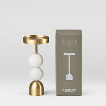 Load image into Gallery viewer, Black Blaze Beaded Fountain Brass Candle Holder - White