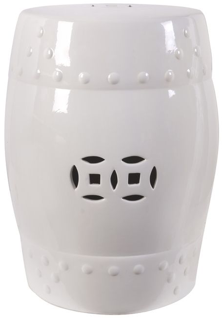 Ceramic Drum Stool - White