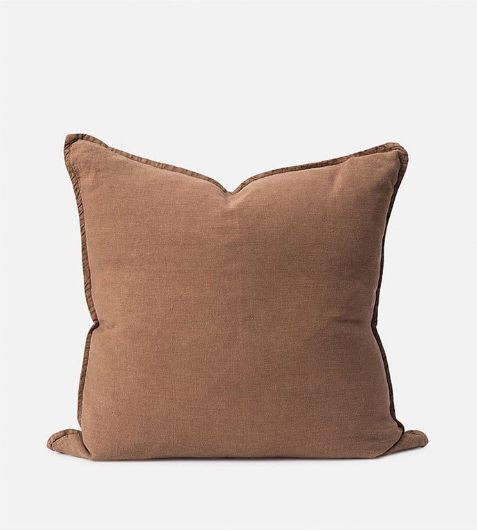 Citta Washed Linen Cushion Cover - Tobacco