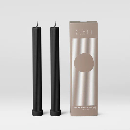 Black Blaze Column Pillar Candle Duo