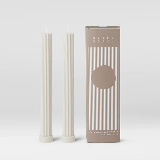 Black Blaze Column Pillar Candle Duo