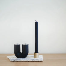 Load image into Gallery viewer, Black Blaze Column Brass Candle Holder
