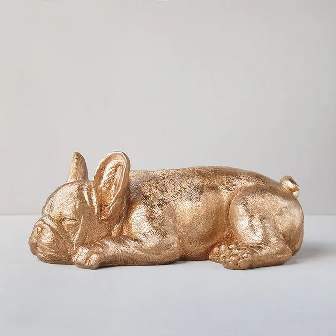 White Moose Sleeping Frenchie - Gold