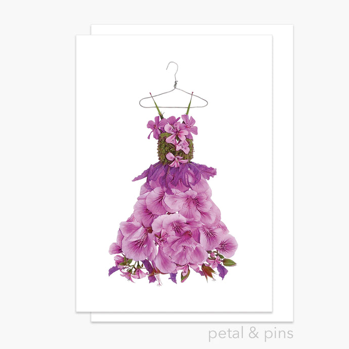 Petal & Pins Greeting Card - Lavender & Geranium Dress
