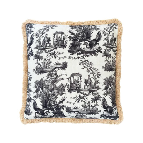 L&B Noir Toile Linen Cushion